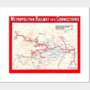 Vintage Metropolitan Railway Map of London Posters and Art